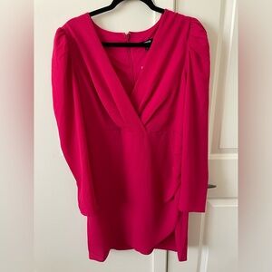 Puff Sleeve Mini Dress Express Fuchsia Pink